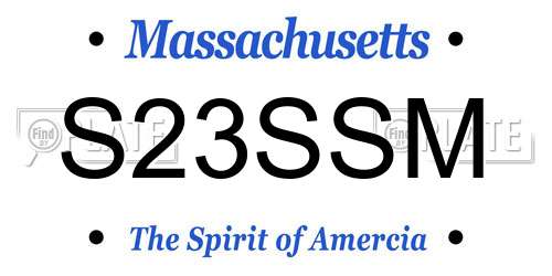 S23SSM Massachusetts License Plate