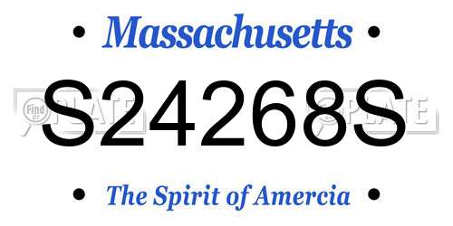 S24268S Massachusetts License Plate