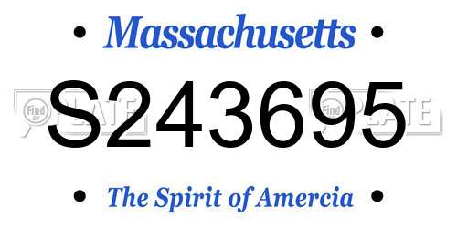 S243695 Massachusetts License Plate
