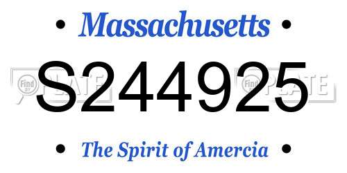 S244925 Massachusetts License Plate