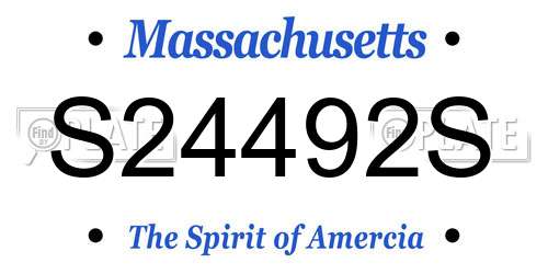 S24492S Massachusetts License Plate