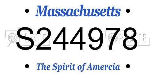 S244978 Massachusetts License Plate
