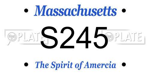 S245 Massachusetts License Plate