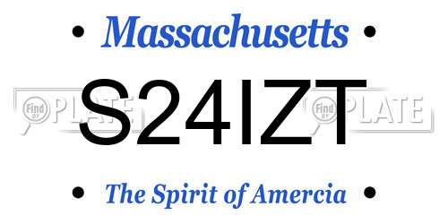 S24IZT Massachusetts License Plate