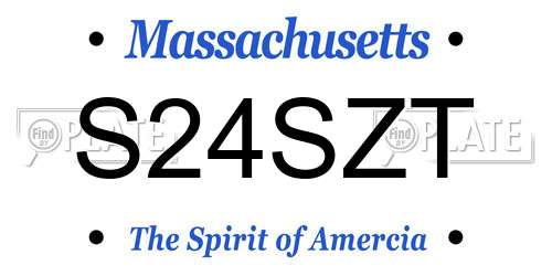 S24SZT Massachusetts License Plate