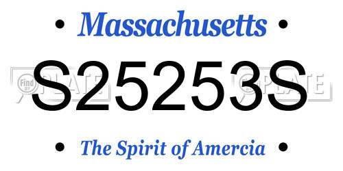 S25253S Massachusetts License Plate