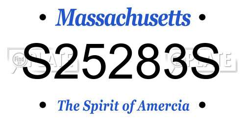 S25283S Massachusetts License Plate