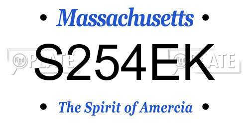 S254EK Massachusetts License Plate