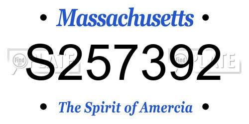 S257392 Massachusetts License Plate