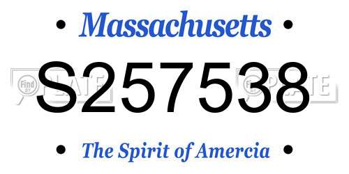 S257538 Massachusetts License Plate