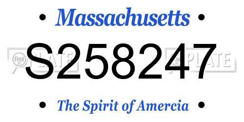 S258247 Massachusetts License Plate