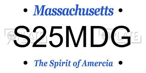 S25MDG Massachusetts License Plate