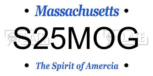 S25MOG Massachusetts License Plate
