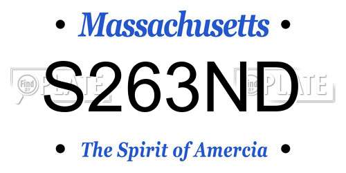 S263ND Massachusetts License Plate