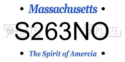 S263NO Massachusetts License Plate