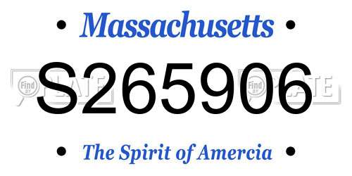S265906 Massachusetts License Plate