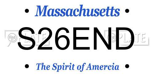 S26END Massachusetts License Plate
