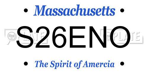 S26ENO Massachusetts License Plate