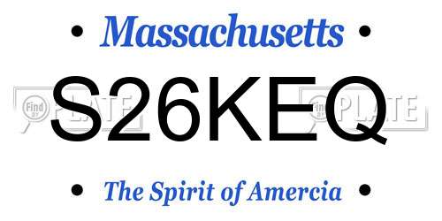 S26KEQ Massachusetts License Plate