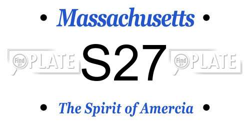 S27 Massachusetts License Plate