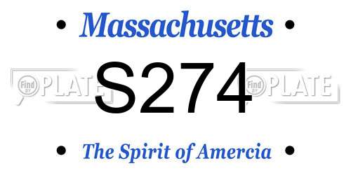S274 Massachusetts License Plate