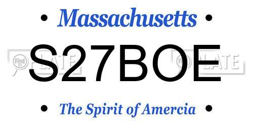S27BOE Massachusetts License Plate