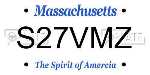 S27VMZ Massachusetts License Plate