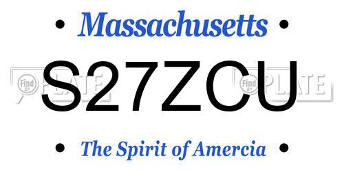 S27ZCU Massachusetts License Plate
