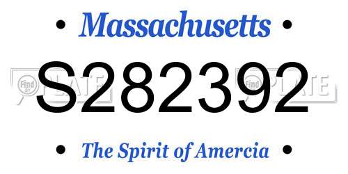 S282392 Massachusetts License Plate