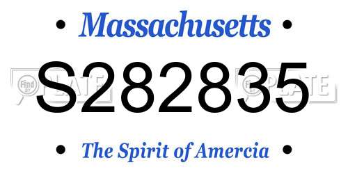 S282835 Massachusetts License Plate
