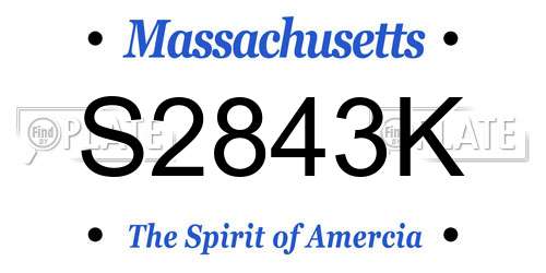 S2843K Massachusetts License Plate