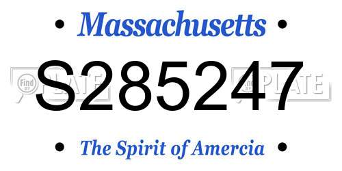 S285247 Massachusetts License Plate