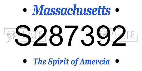 S287392 Massachusetts License Plate