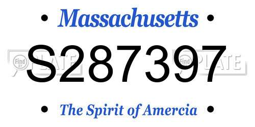 S287397 Massachusetts License Plate