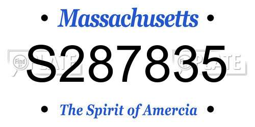 S287835 Massachusetts License Plate