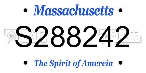 S288242 Massachusetts License Plate