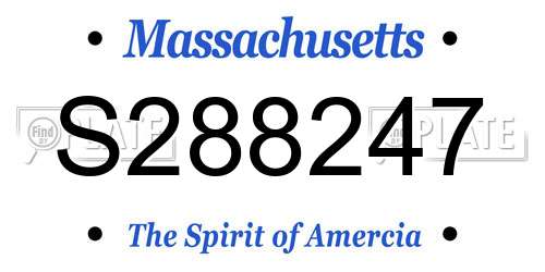 S288247 Massachusetts License Plate