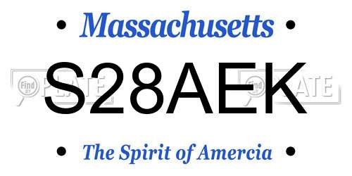 S28AEK Massachusetts License Plate