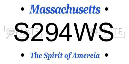 S294WS Massachusetts License Plate