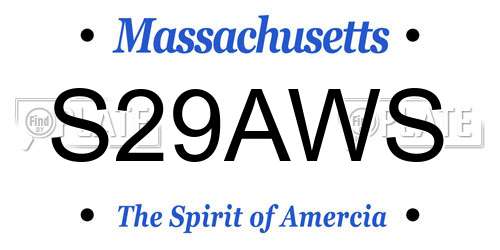 S29AWS Massachusetts License Plate
