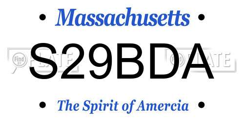 S29BDA Massachusetts License Plate