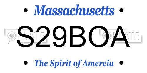 S29BOA Massachusetts License Plate