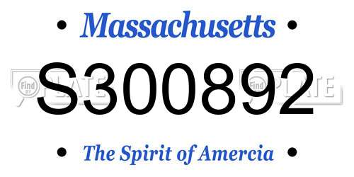 S300892 Massachusetts License Plate