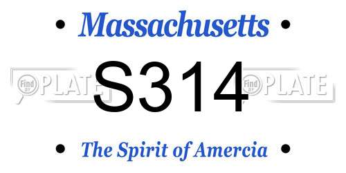 S314 Massachusetts License Plate