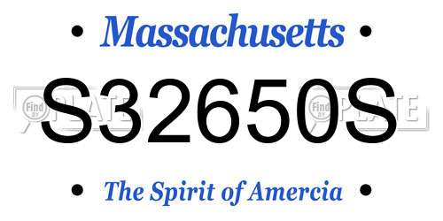 S32650S Massachusetts License Plate