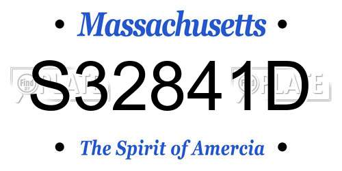 S32841D Massachusetts License Plate