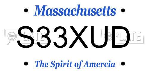 S33XUD Massachusetts License Plate