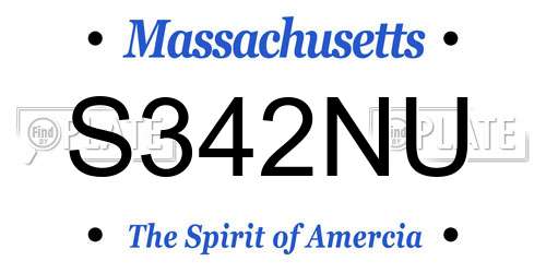 S342NU Massachusetts License Plate