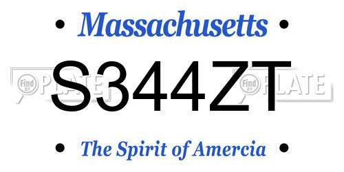 S344ZT Massachusetts License Plate