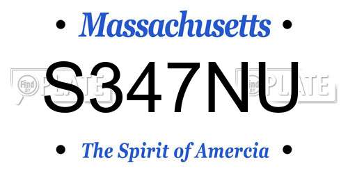S347NU Massachusetts License Plate